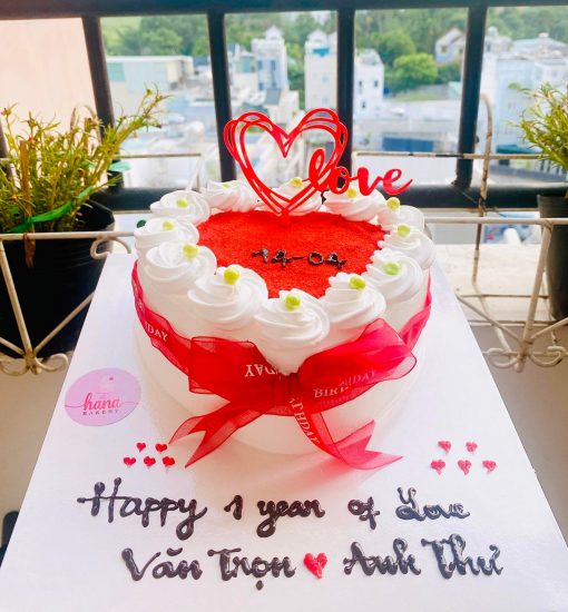 Bánh gato sinh nhật hình trái tim tặng chồng yêu tông hồng đỏ 3329 - Bánh  sinh nhật, kỷ niệm