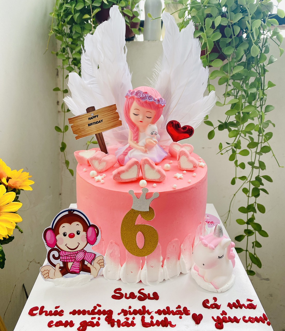 Bánh sinh nhật bé gái Nhật đáng yêu bên hoa đào đẹp tặng sinh nhật bé gái 8  tuổi 6628 - Bánh fondant