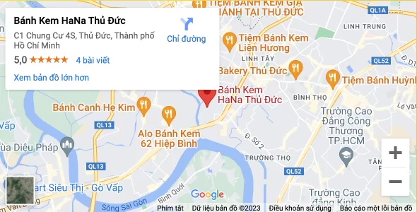 bản đồ Google maps đến Bánh kem Hana Thủ Đức